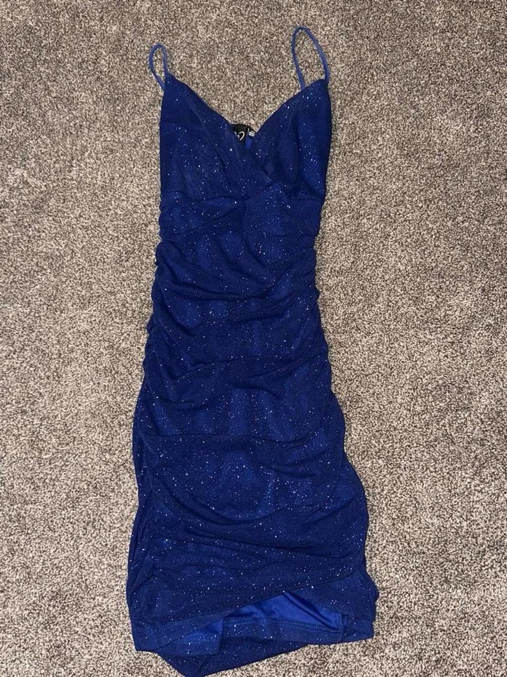 Windsor Royal Blue Sparkle Ruched Mini Dress